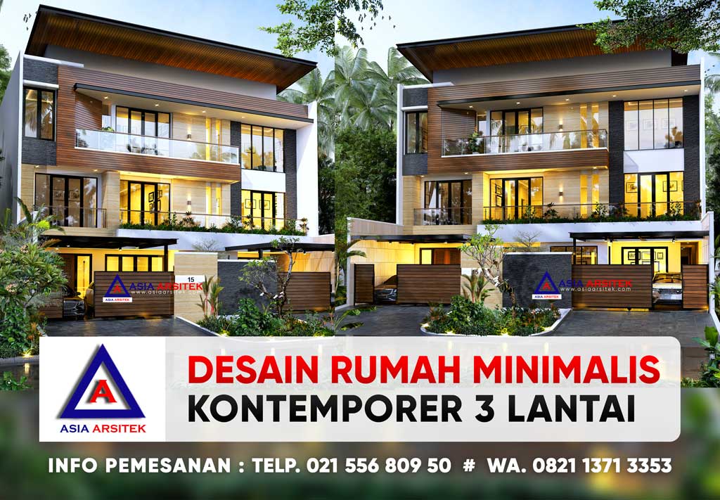 Desain Rumah Mewah Minimalis Kontemporer 3 Lantai Lebar Tanah 17 M Panjang 30 M di Ancol Jakarta Utara