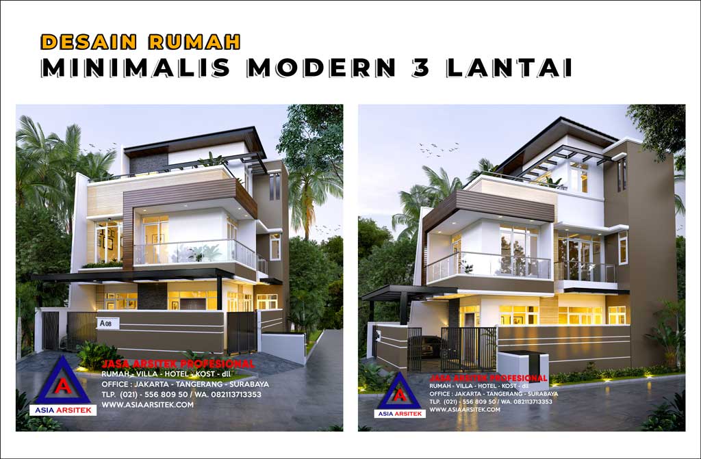 Desain Rumah Minimalis Modern 3 Lantai Mewah 10 x 15 m di Gading Serpong Tangerang