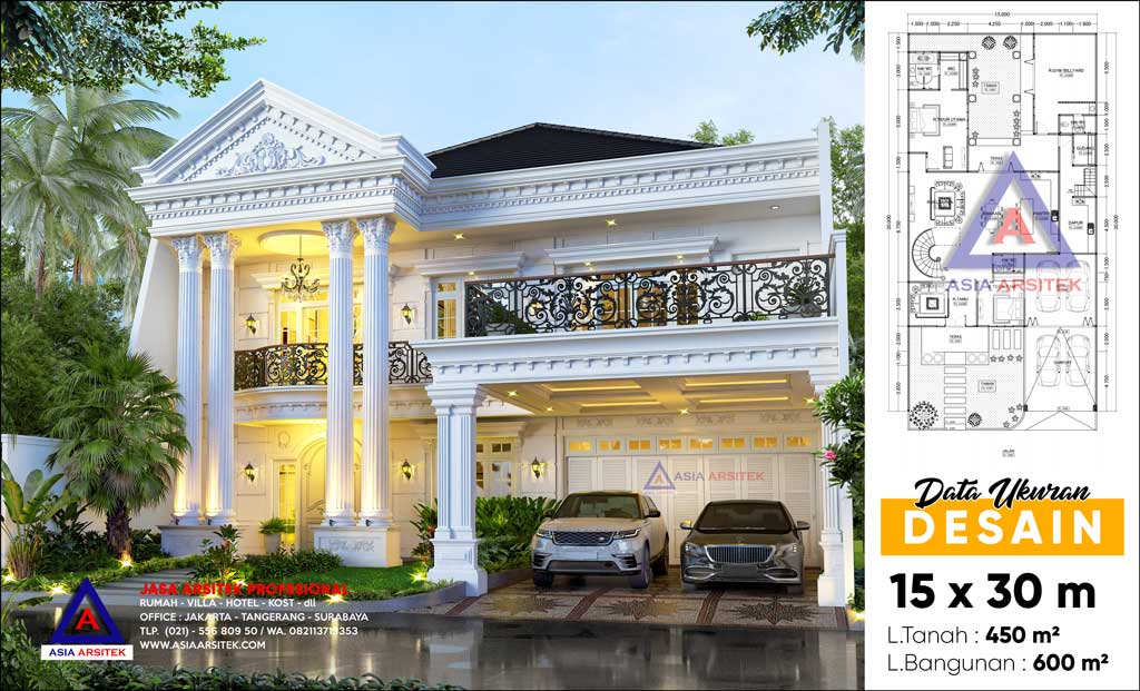 Jasa Arsitek Desain Rumah Classic Mewah 2 Lantai di Tambun Bekasi