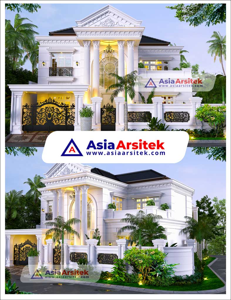 Desain Rumah Classic Mewah Hook 2 Lantai 20 x 30 m di Bella Casa Residence Depok