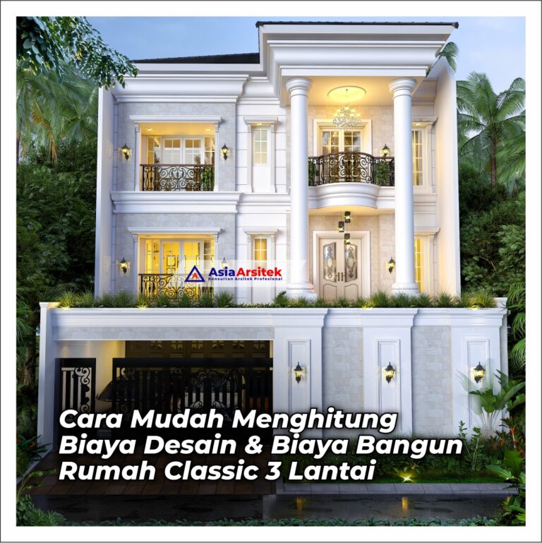 Desain Rumah Mewah Classic Tropis Mediterania di Lahan 12 x 25 meter