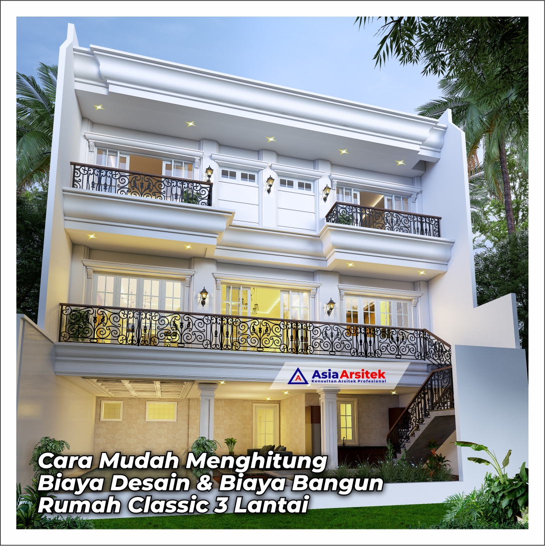 Desain Rumah Mewah Classic Tropis Mediterania di Lahan 12 x 25 meter