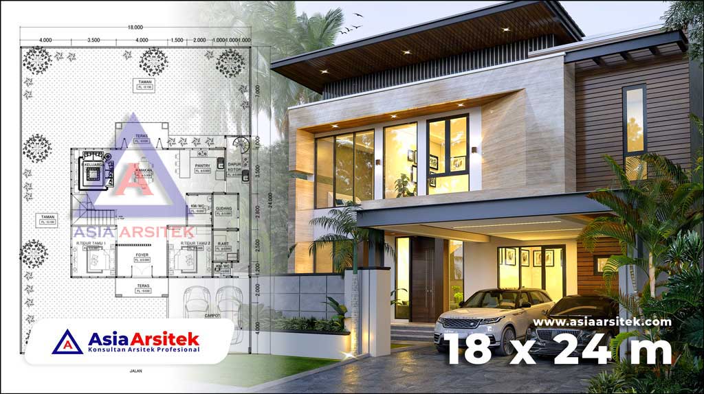 Desain Rumah Mewah Minimalis Kontemporer Di Lahan 18 x 24 Meter