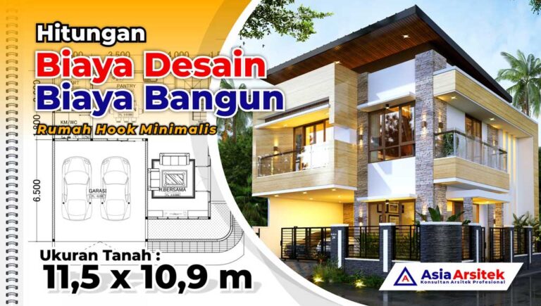 Hitungan Biaya Desain & Biaya Bangun Desain Rumah Hook Minimalis Kontemporer 2 Lantai