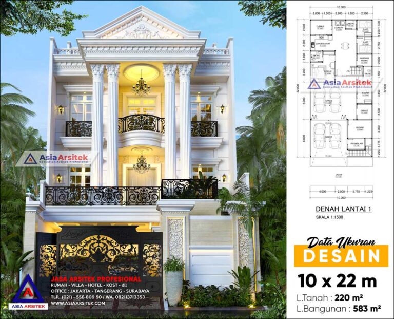 Jasa Arsitek Desain Rumah 4 Lantai Classic Mewah di Sunter DKI Jakarta