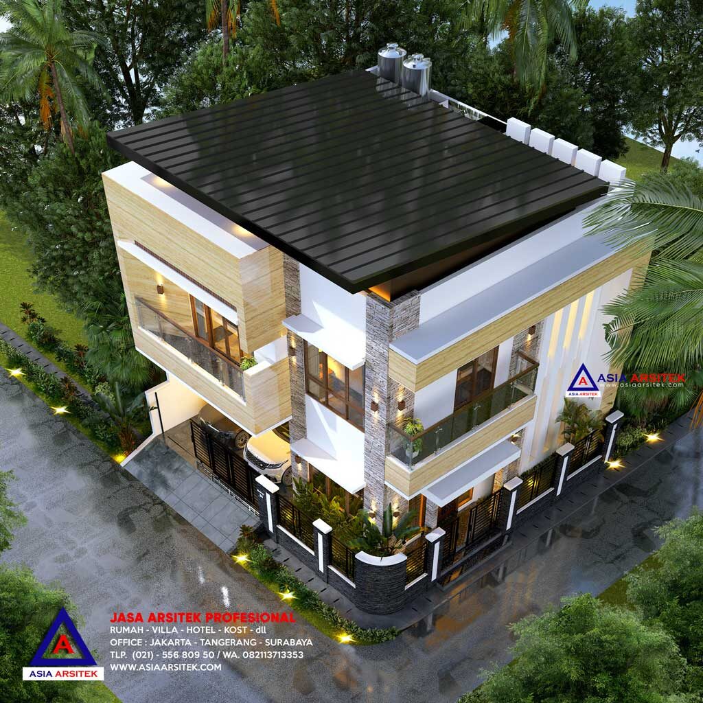 Jasa Arsitek Desain Rumah Hook Minimalis Kontemporer 2 Lantai di Pondok Gede Bekasi