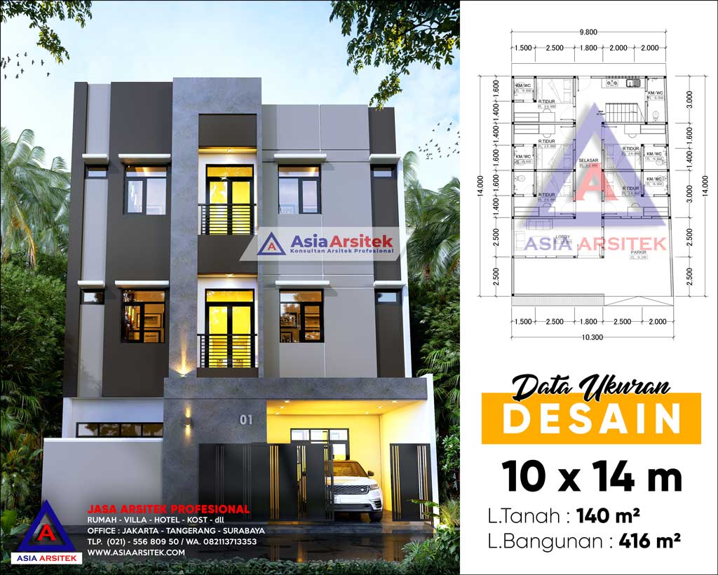 Jasa Arsitek Desain Rumah Kost Kosan 4 Lantai di Pademangan Jakarta Utara