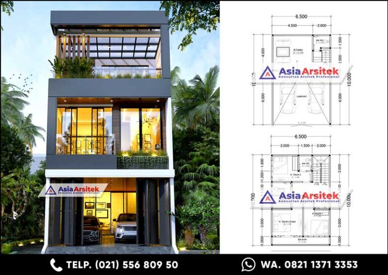 Desain Rumah Minimalis Modern 3 Lantai di Lahan 6,5 x 10 meter