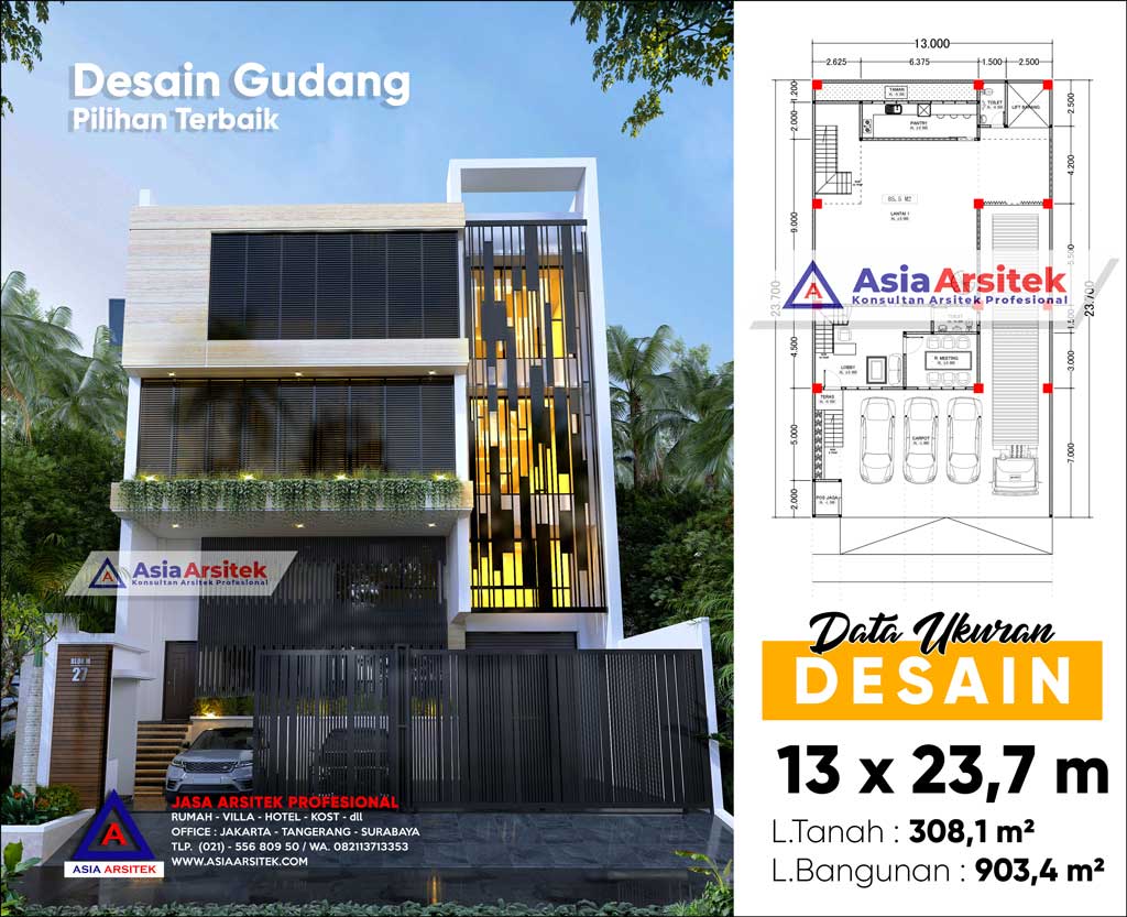 Jasa Arsitek Desain Gudang 4 Lantai di Sawah Besar Jakarta Pusat