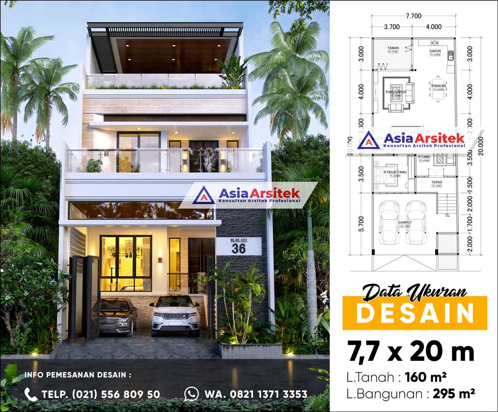 Jasa Arsitek Desain Rumah 3 Lantai Minimalis Modern di Taman Palem Lestari Cengkareng Jakarta Barat