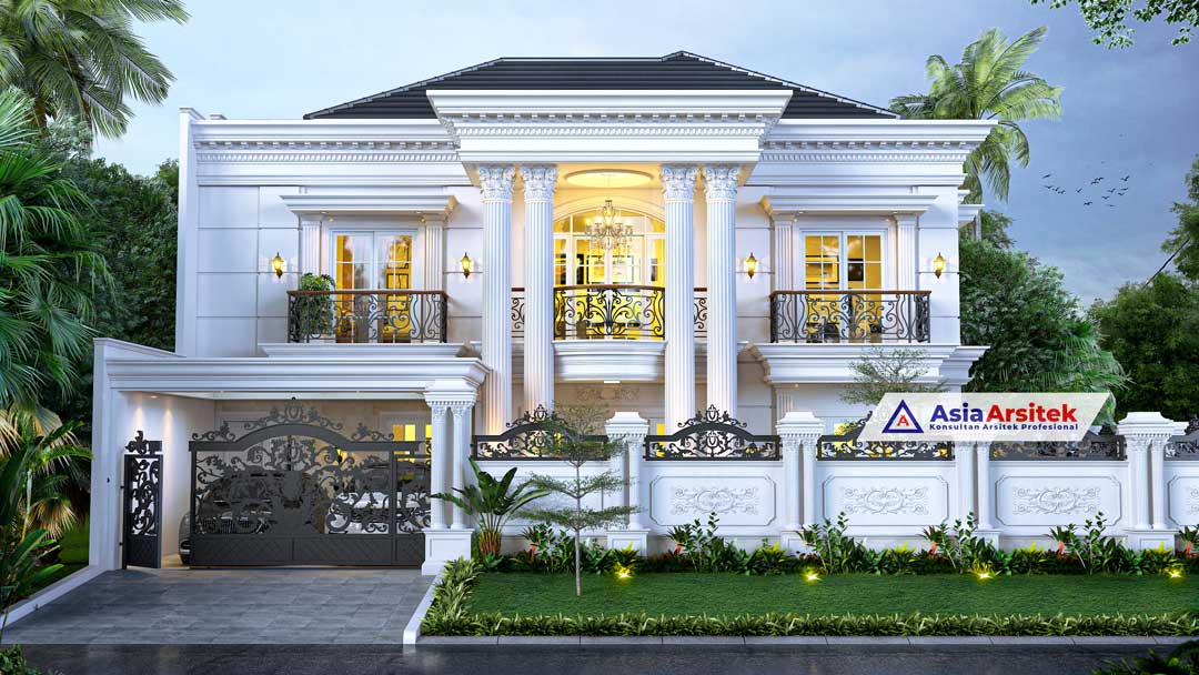 Jasa Arsitek Desain Rumah Klasik Mewah 2 Lantai Dengan Kolam Renang di Bogor Jawa Barat