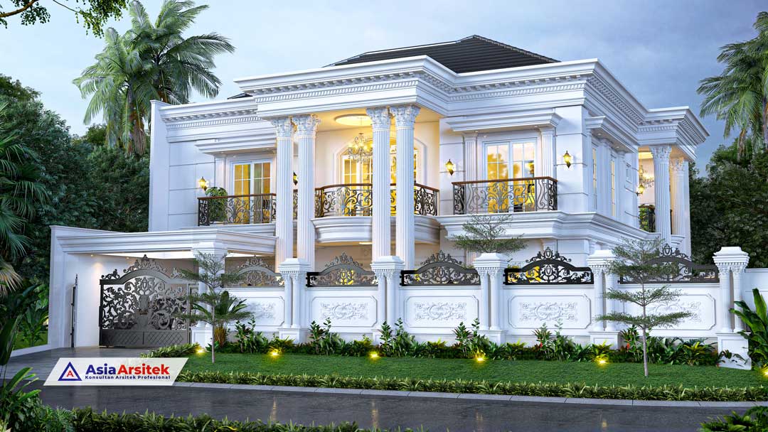 Jasa Arsitek Desain Rumah Klasik Mewah 2 Lantai Dengan Kolam Renang di Bogor Jawa Barat