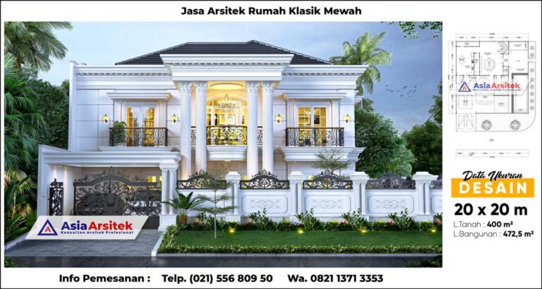 Jasa Arsitek Desain Rumah Klasik Mewah 2 Lantai Dengan Kolam Renang di Bogor Jawa Barat