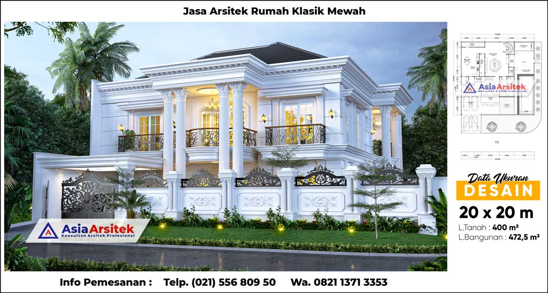 Jasa Arsitek Desain Rumah Klasik Mewah 2 Lantai Dengan Kolam Renang di Bogor Jawa Barat
