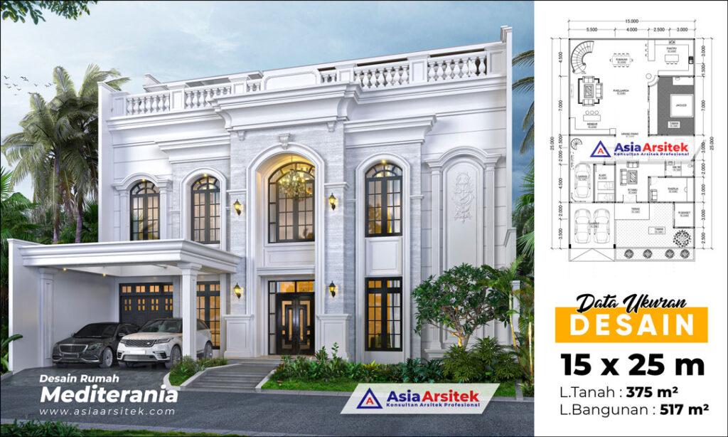 Jasa Arsitek Desain Rumah Mediterania 3 Lantai di The Green BSD Tangerang Selatan