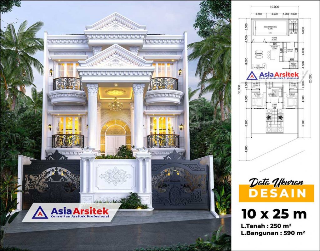Jasa Arsitek Desain Rumah Klasik Mewah 3 Lantai di Tarakan Kalimantan Utara