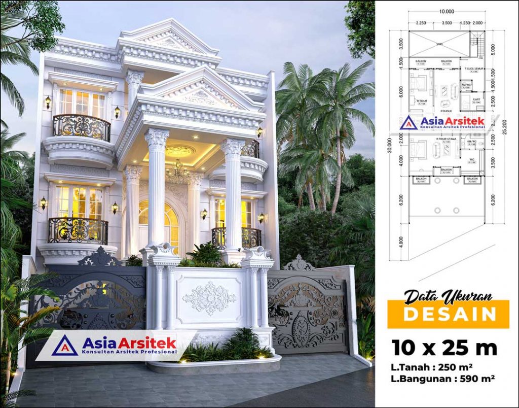 Jasa Arsitek Desain Rumah Klasik Mewah 3 Lantai di Tarakan Kalimantan Utara