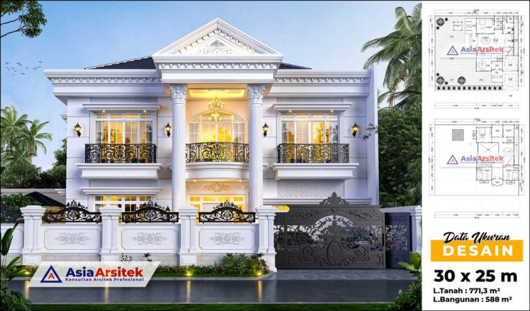 Jasa Arsitek Rumah Mewah Klasik 2 Lantai di Pamulang Tangerang Selatan