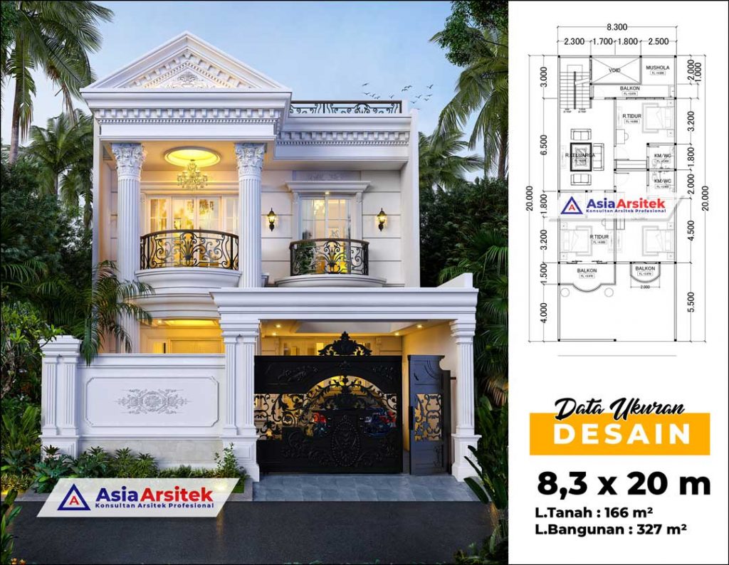 Jasa Arsitek Desain Rumah Classic 2 Lantai Dengan Kolam Renang di Wonocolo Kota Surabaya