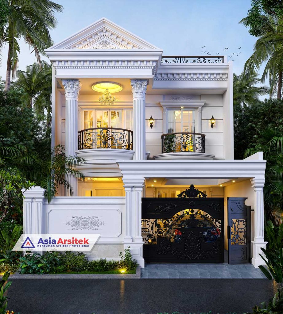 Jasa Arsitek Desain Rumah Classic 2 Lantai Dengan Kolam Renang di Wonocolo Kota Surabaya