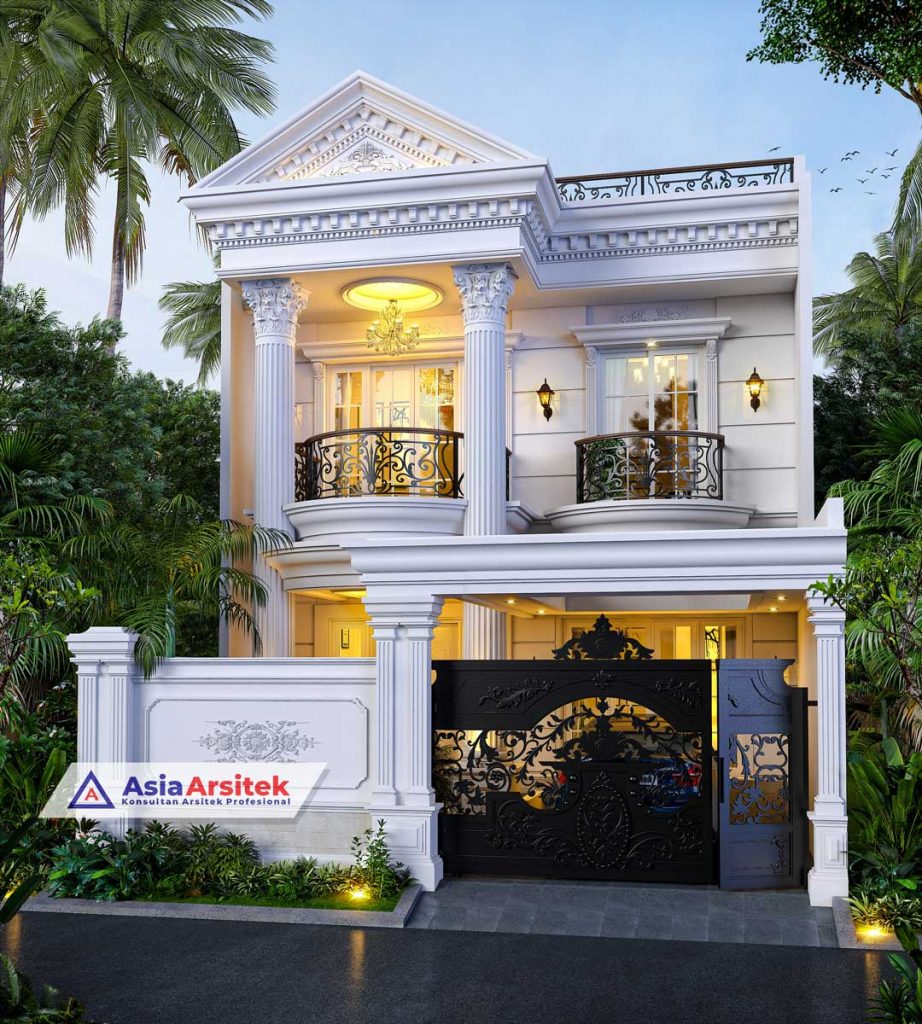 Jasa Arsitek Desain Rumah Classic 2 Lantai Dengan Kolam Renang di Wonocolo Kota Surabaya