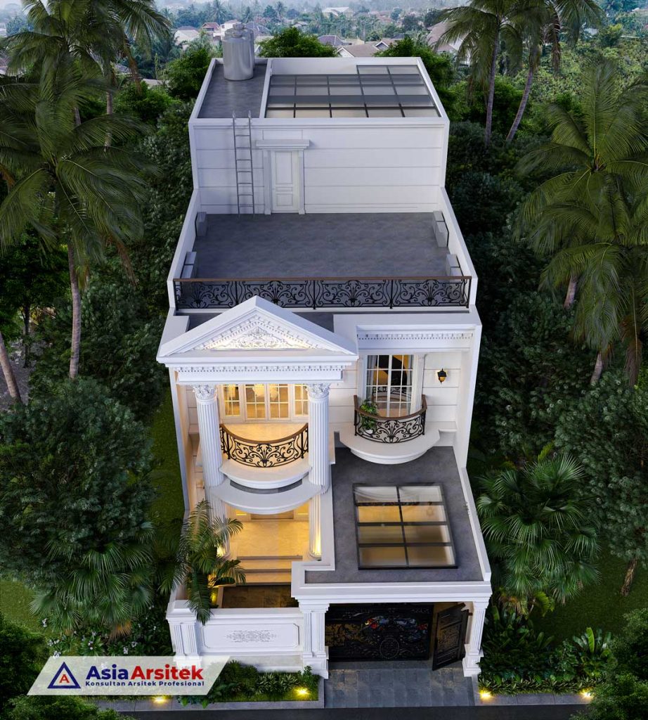 Jasa Arsitek Desain Rumah Classic 2 Lantai Dengan Kolam Renang di Wonocolo Kota Surabaya