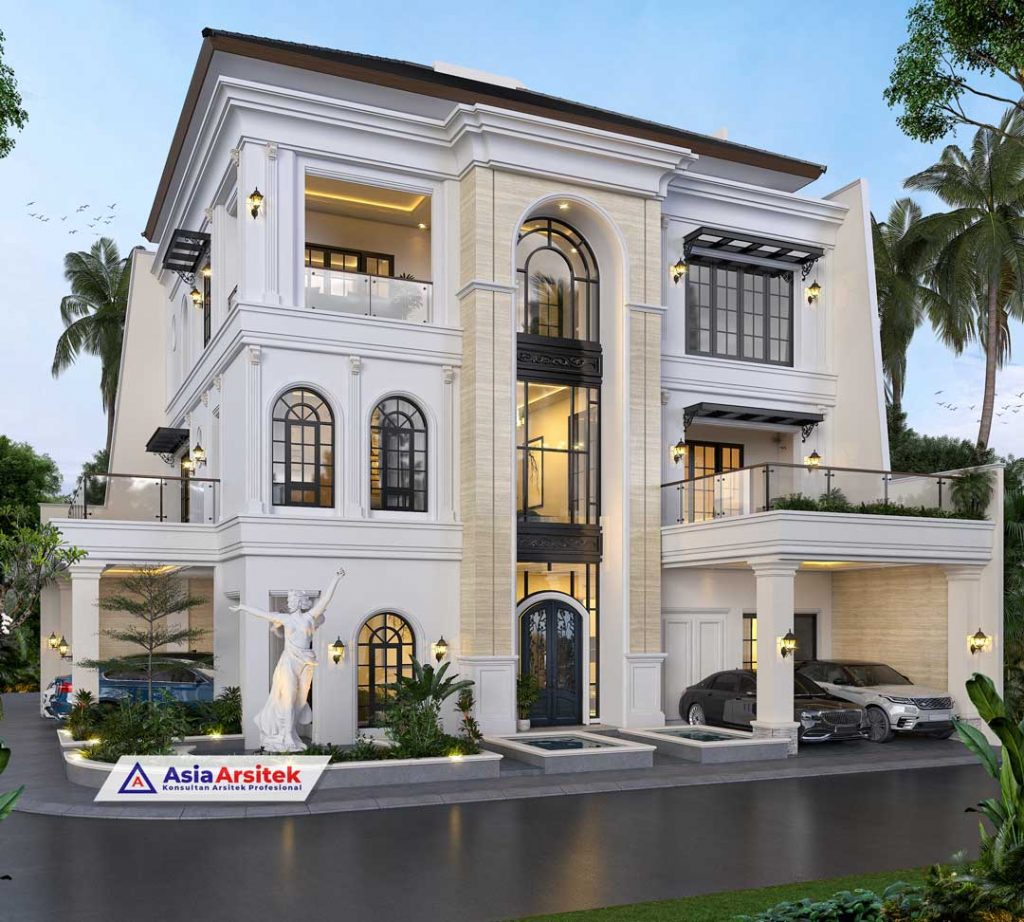 Jasa Arsitek Desain Rumah Mewah Mediterania 3 Lantai di Pulomas Residence Jakarta Timur