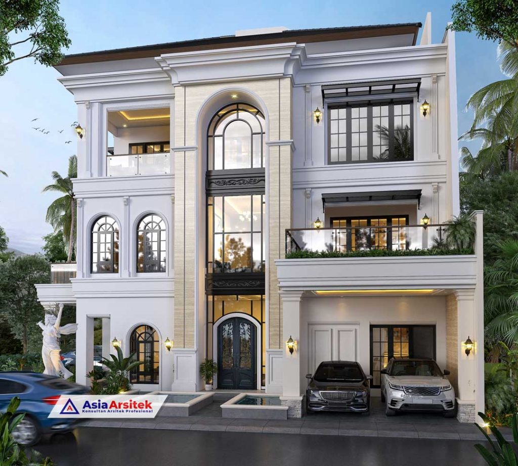 Jasa Arsitek Desain Rumah Mewah Mediterania 3 Lantai di Pulomas Residence Jakarta Timur