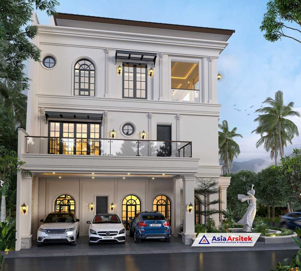Jasa Arsitek Desain Rumah Mewah Mediterania 3 Lantai di Pulomas Residence Jakarta Timur