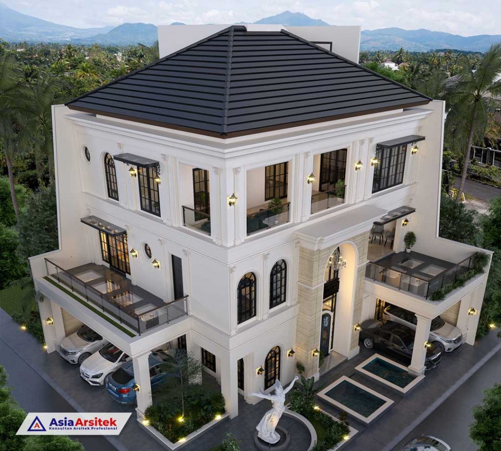 Jasa Arsitek Desain Rumah Mewah Mediterania 3 Lantai di Pulomas Residence Jakarta Timur