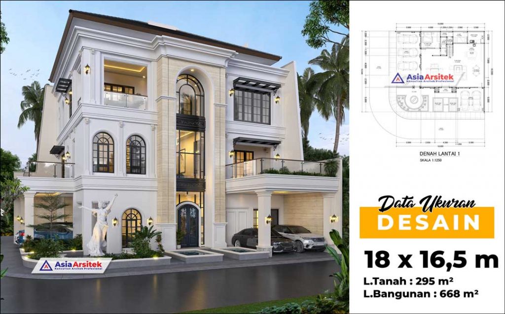 Jasa Arsitek Desain Rumah Mewah Mediterania 3 Lantai di Pulomas Residence Jakarta Timur