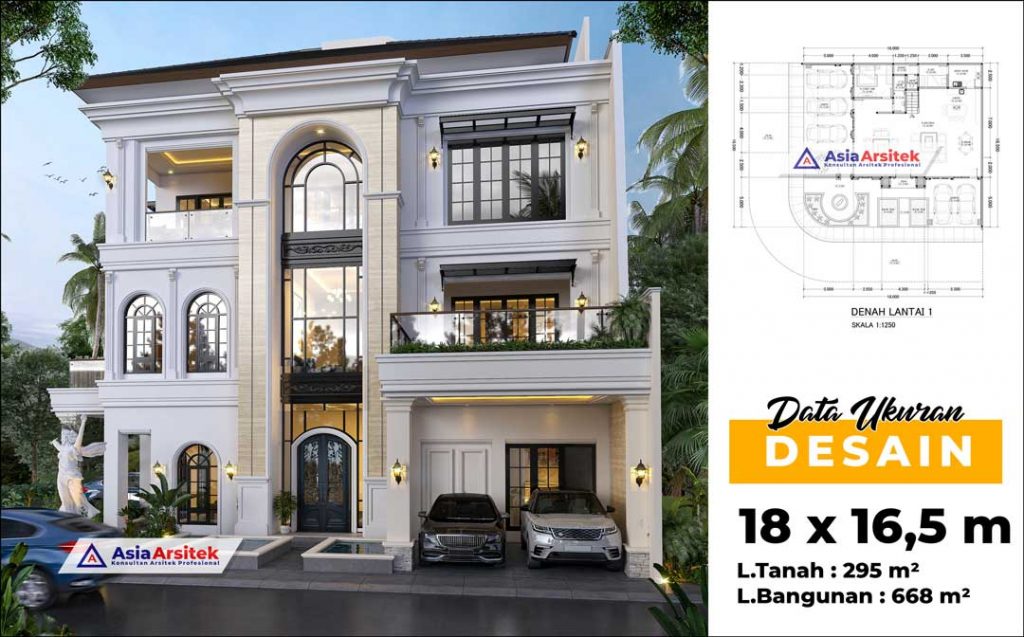 Jasa Arsitek Desain Rumah Mewah Mediterania 3 Lantai di Pulomas Residence Jakarta Timur