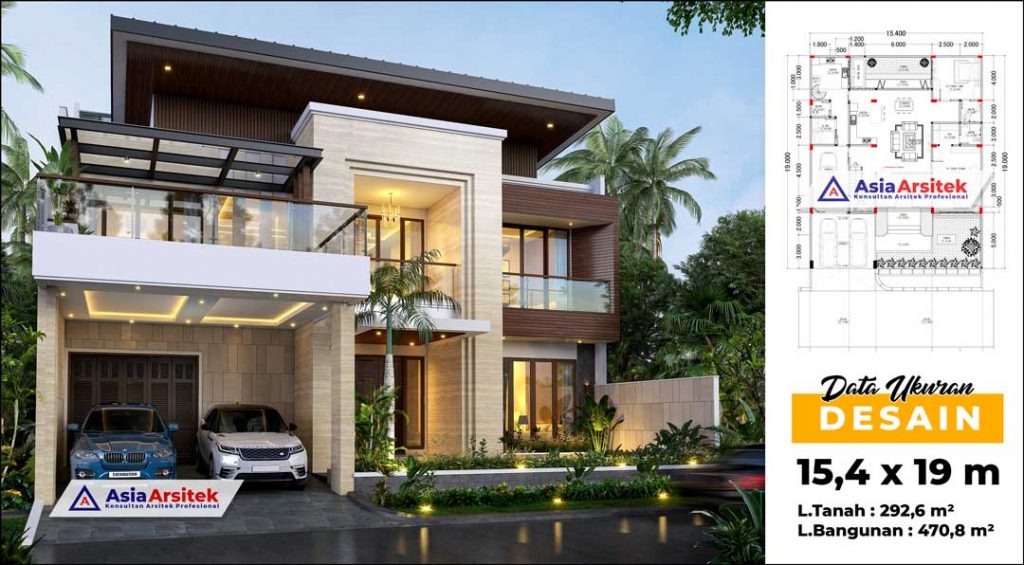 Jasa Arsitek Desain Rumah Mewah Tropis Modern 2 Lantai di Cirebon Jawa Barat