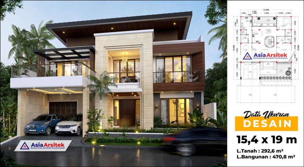 Jasa Arsitek Desain Rumah Mewah Tropis Modern 2 Lantai di Cirebon Jawa Barat