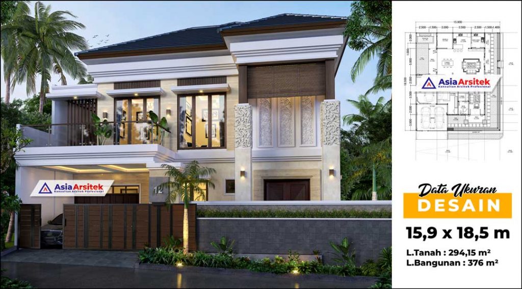 Jasa Arsitek Desain Rumah Mewah Tropis Modern 2 Lantai di Lebak Bulus Jakarta Selatan
