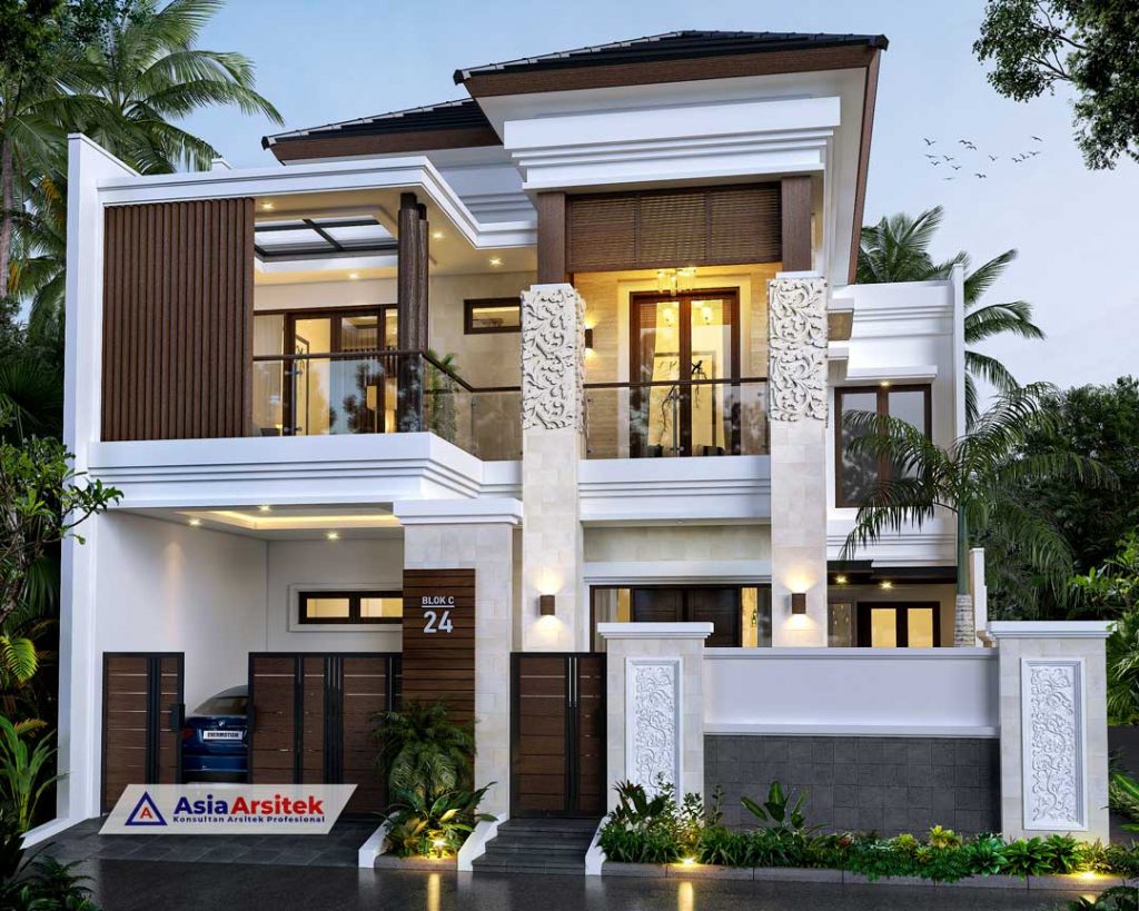 Jasa Arsitek Desain Rumah Tropis Modern Bali 2 Lantai di Pancoran Mas Depok