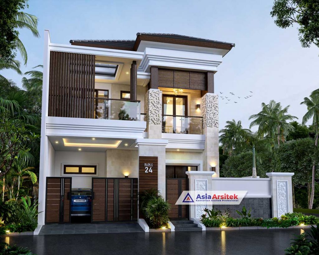 Jasa Arsitek Desain Rumah Tropis Modern Bali 2 Lantai di Pancoran Mas Depok
