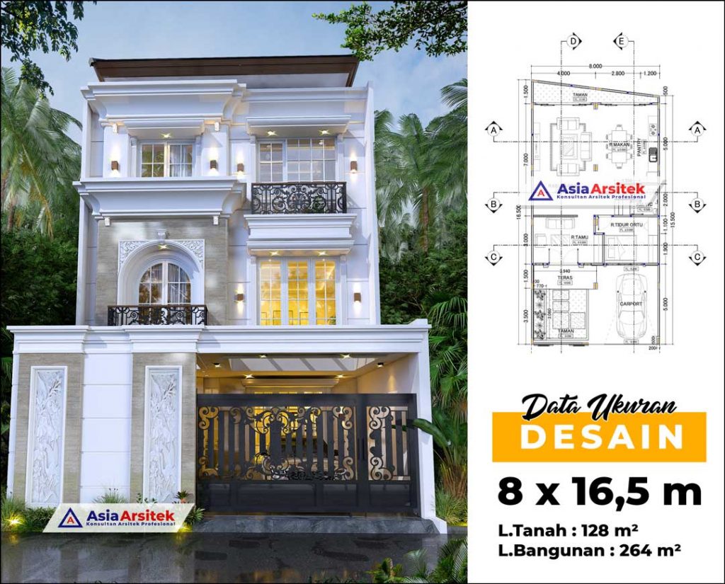 Jasa Arsitek Desain Rumah Tropis Modern 3 Lantai di Kebon Jeruk Kota Jakarta Barat