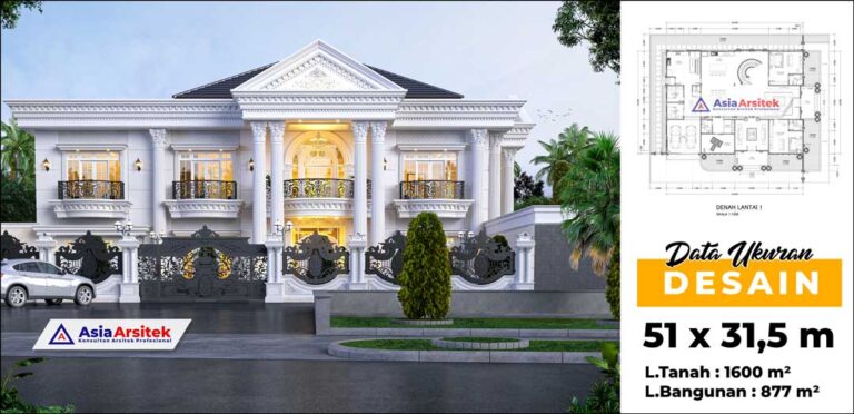 Jasa Arsitek Desain Rumah Klasik Mewah 2 Lantai di Indramayu Jawa Barat