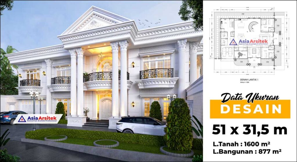 Jasa Arsitek Desain Rumah Klasik Mewah 2 Lantai di Indramayu Jawa Barat