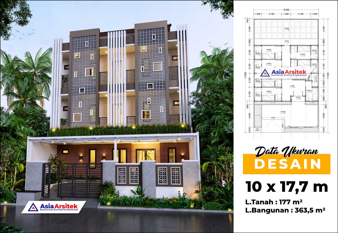 Jasa Arsitek Desain Rumah Kost 3 Lantai dan Biaya di Grogol Petamburan Jakarta Barat