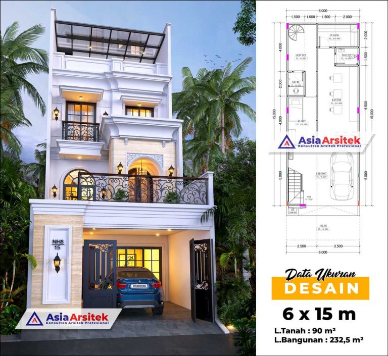Jasa Arsitek Desain Rumah Tropis Modern 4 Lantai di Kelapa Gading Jakarta Utara