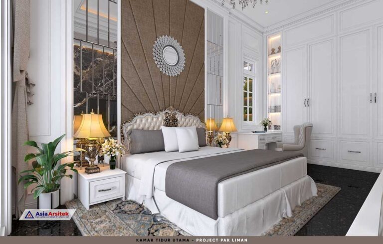 Backdrop Kasur Kamar Utama Ornamen Klasik Gold Elegan