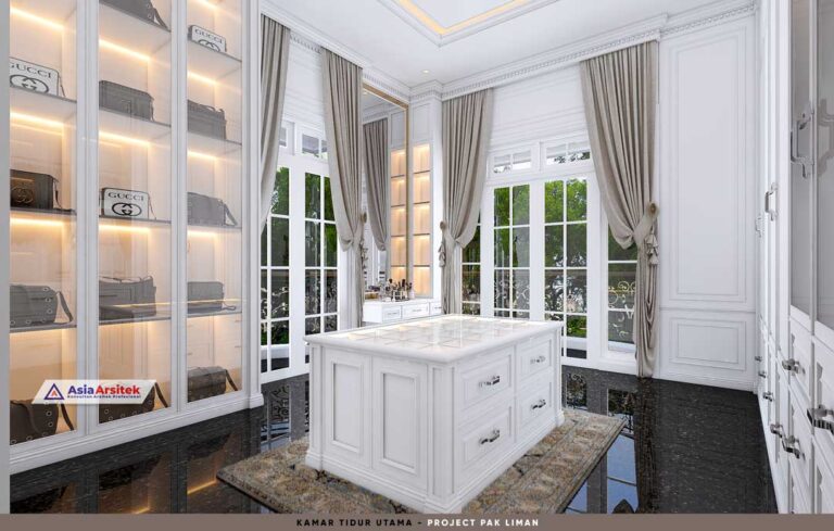Area Koridor Kamar Utama Wallpaper Damask Lembut