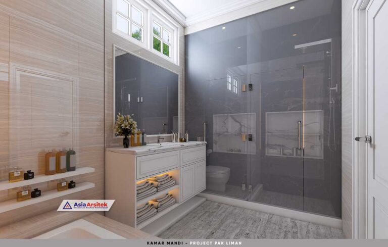 Kabinet TV dan Backdrop Kamar Utama Klasik Sentul City