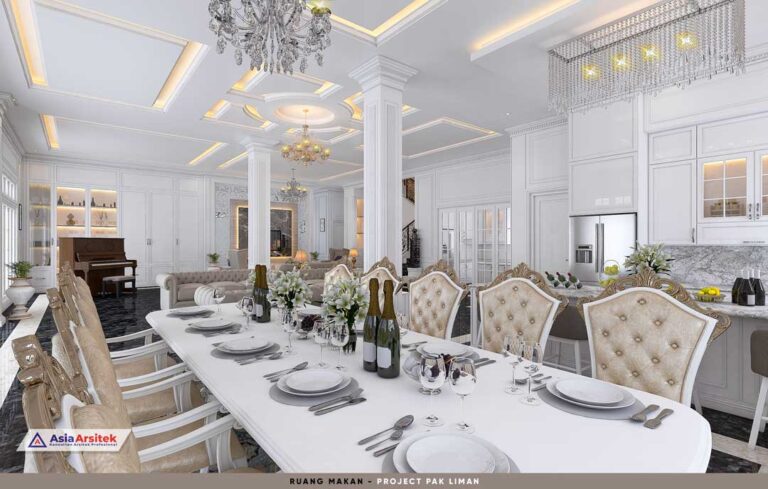 Ruang Makan Mewah Dinning Table Marmer Rumah Klasik Bogor