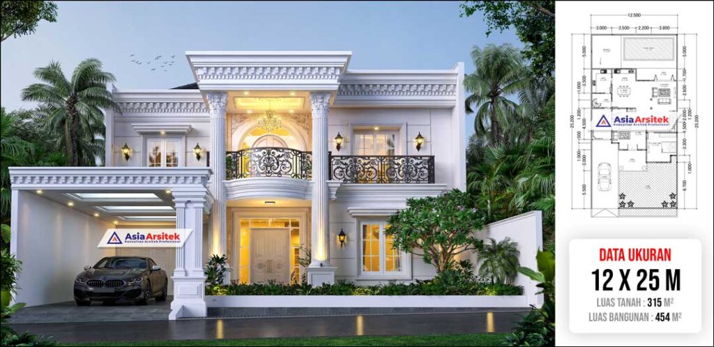 Jasa Arsitek Desain Rumah Klasik Mewah 2 Lantai di Pasar Minggu Jakarta Selatan