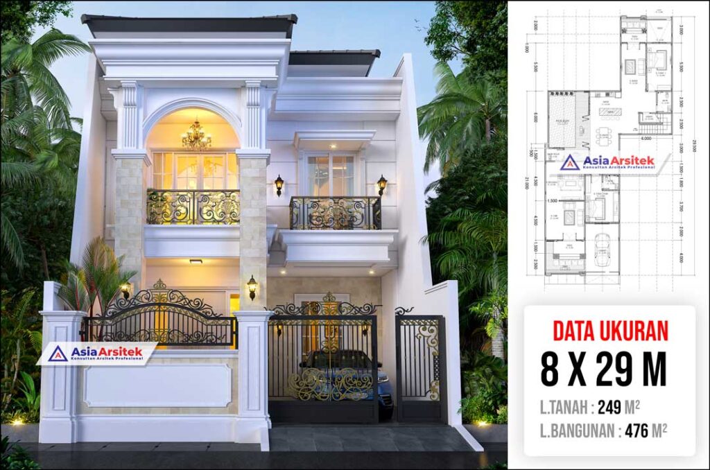 Jasa Arsitek Desain Rumah Klasik Tropis 3 Lantai di Tanah Abang Jakarta Pusat