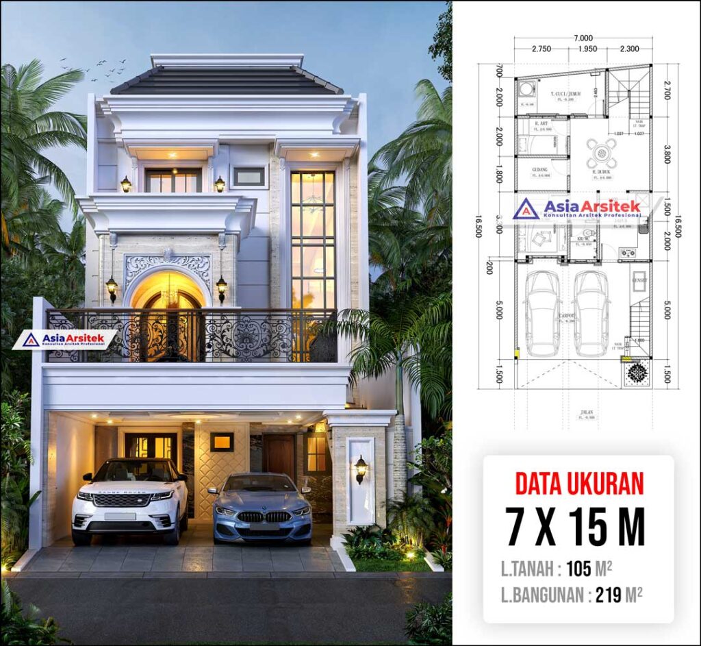 Jasa Arsitek Desain Rumah Tropis Modern 3 Lantai di Kota Wisata Cibubur Bogor