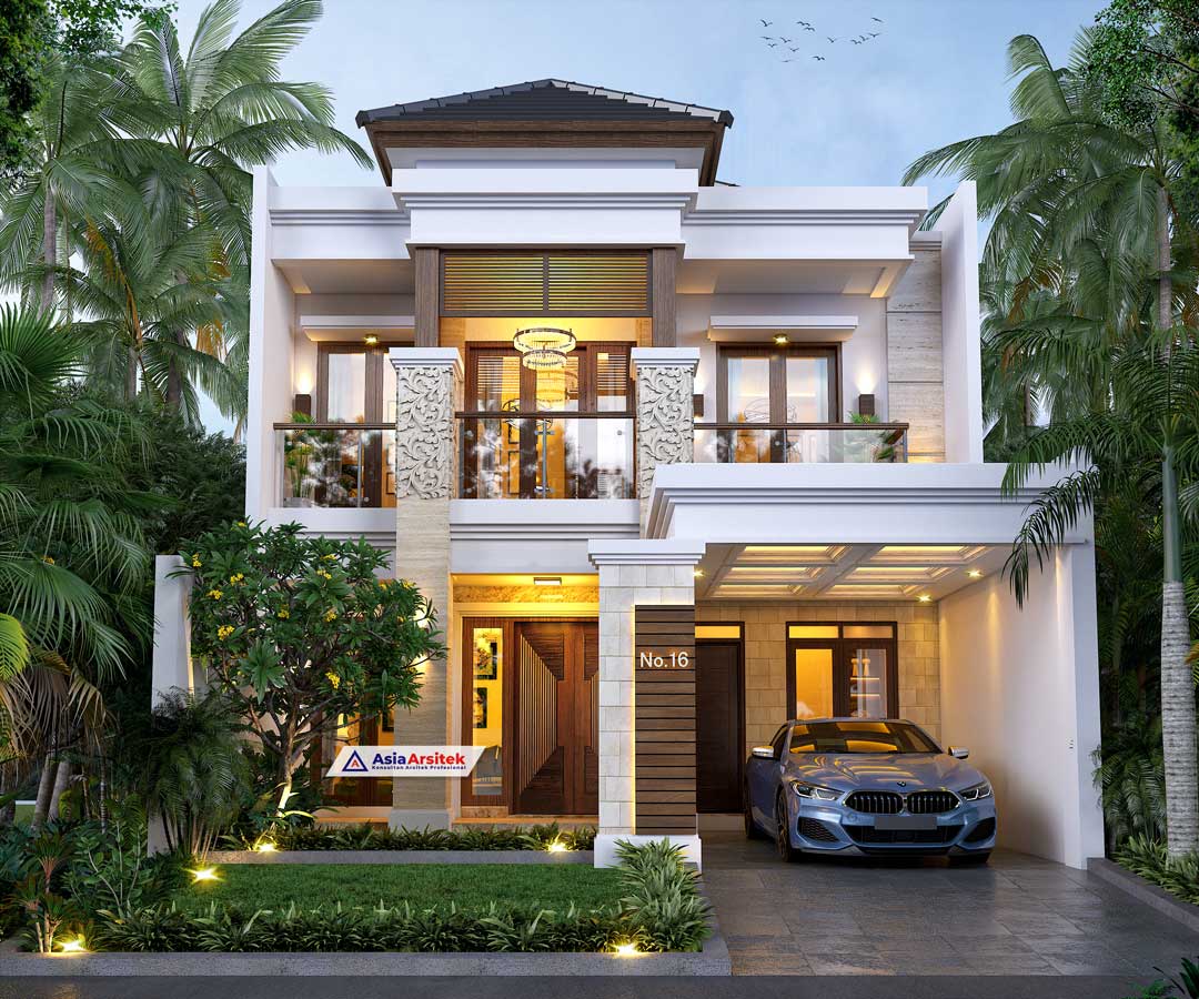 Jasa Arsitek Desain Rumah Tropis Modern Bali 2 Lantai di Karawaci Tangerang